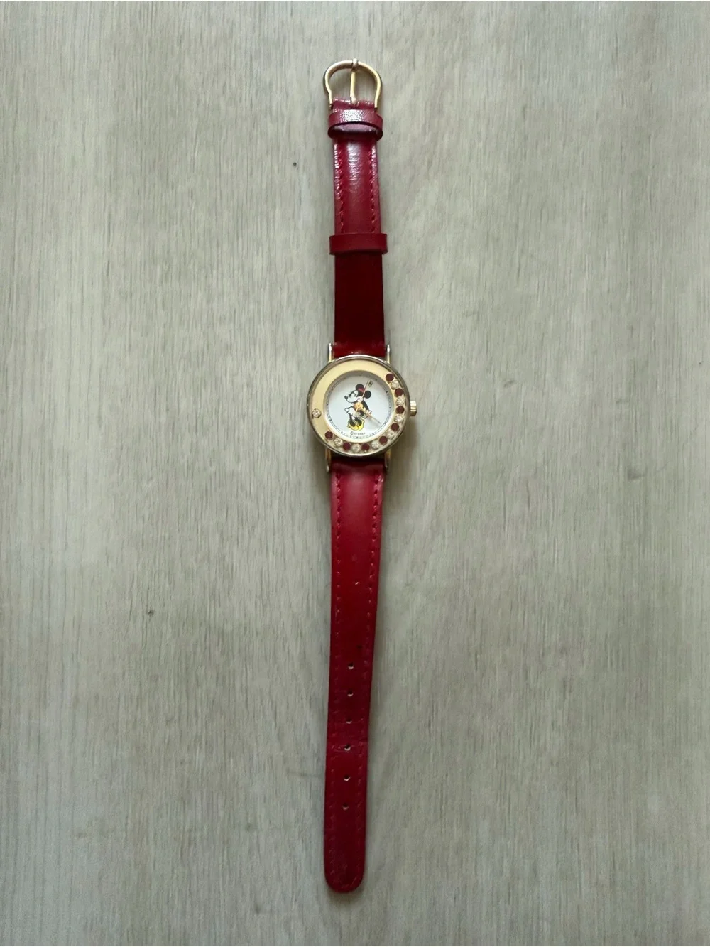 Vintage Disney Time Minnie Mouse Jeweled Japan Made By Fossil Watch
